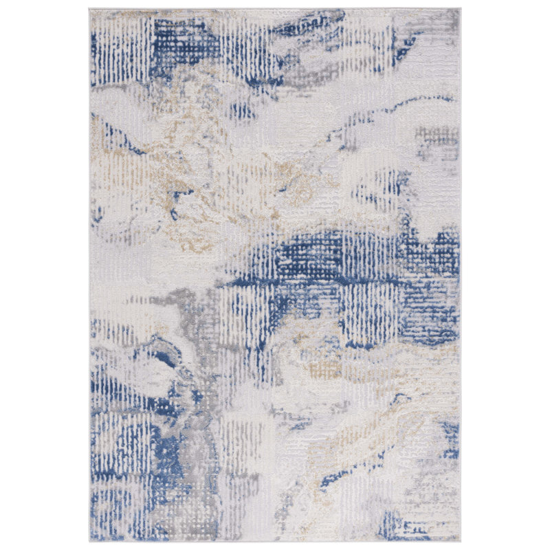 Palma 350 Area Rug In Beige / Blue, Rectangle 5'3" x 7'6"