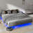 Floating Bed Frame with LED Lights Metal Slats Underbed Storage Space No Box Spring-1605508652-1556098083