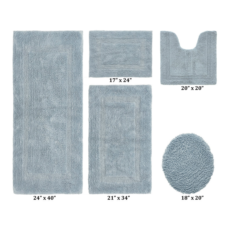 Ensemble de tapis pour salle de bain 5 pièces Lux Premium 2370 GSM, 5 pièces (18 po x 20 po | 17 po x 24 po | 20 po x, Bleu