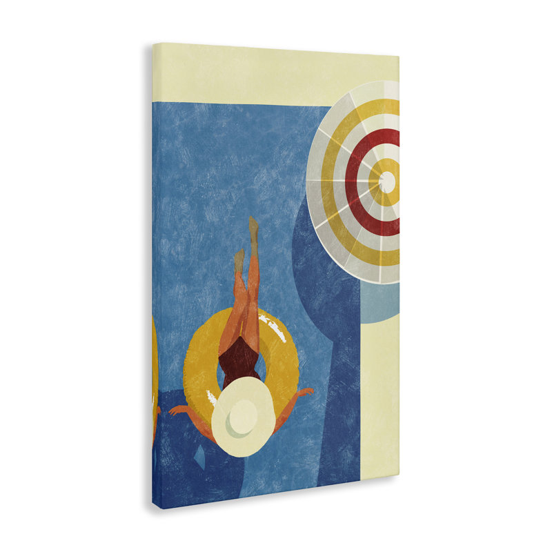 Relaxing on Pool Float Canvas Wall Art by Victoria Barnes, 24" H x 16" W