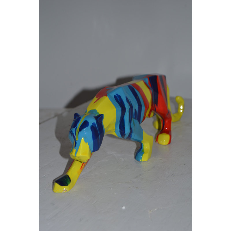 Modern Art Small Colored Jaguar Statue Made of Resin - Size: 17"L x 4"W x 5"H.