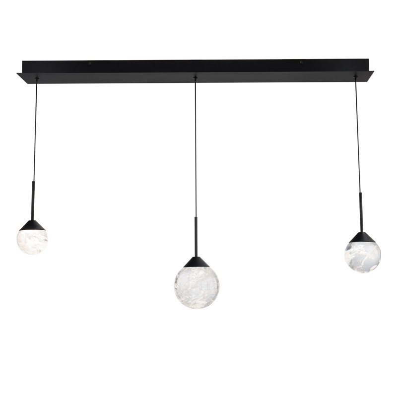 Quest 3 Light Crystal LED Multi-Light Pendant, Black