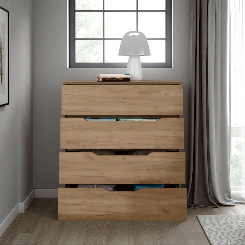 Commode 4 tiroirs, chêne naturel