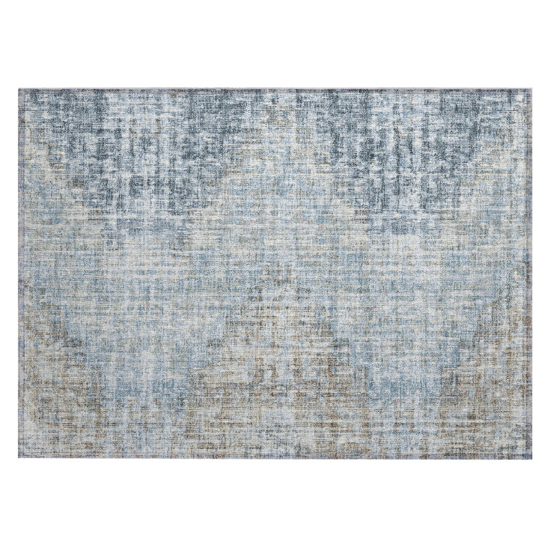 Machine Washable Indoor/Outdoor Xhevrie Denim Rug, Rectangle 1'8" x 2'6"