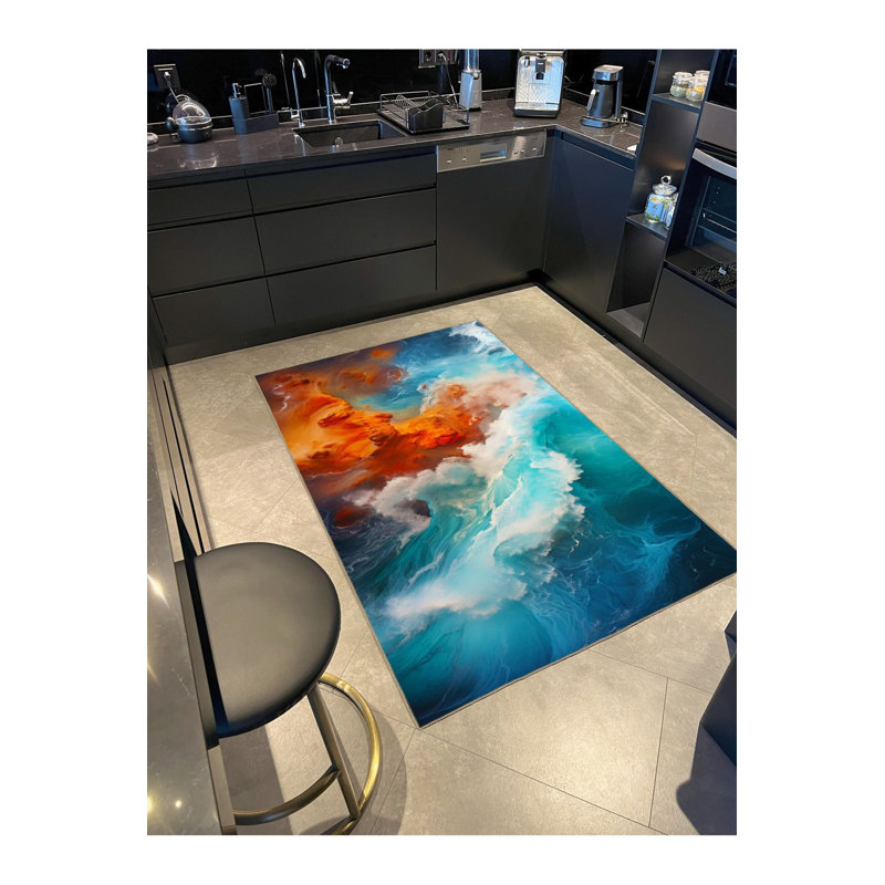 Tapis tissé à motif lavable Seashore, Sous-tapis carré 3 pi 11 po inclus