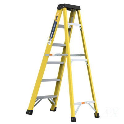 Fiberglass Reinforced Single Side Ladder – Lightweight Non-Conductive Access Ladder 6 step Yellow