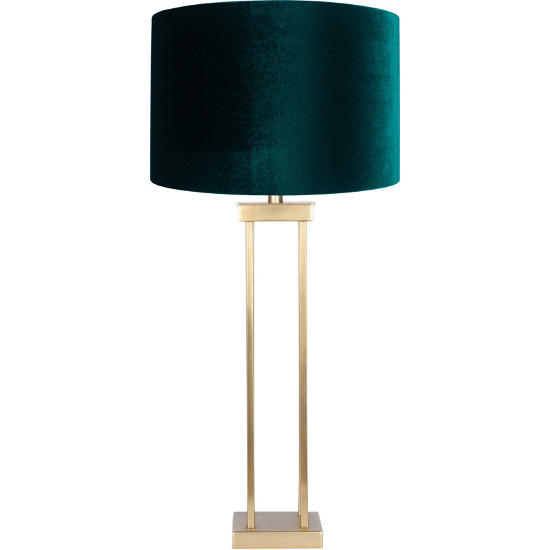 Metal Table Lamp, Green, Velvet, Gold