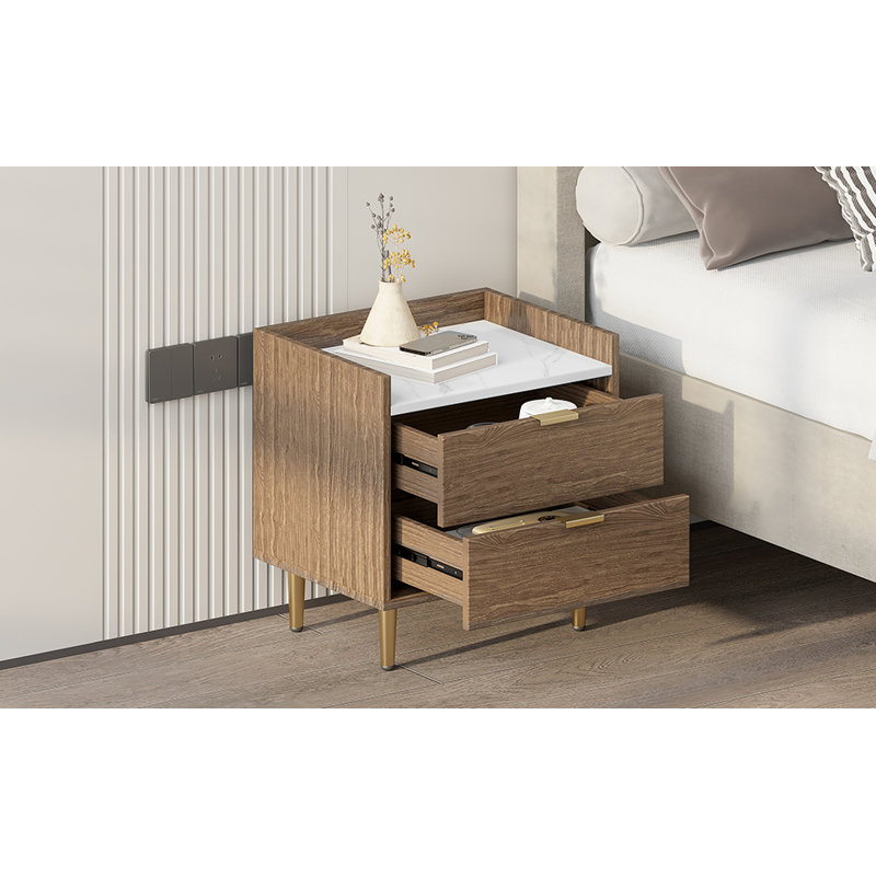 Table de bout moderne à 2 tiroirs Meelike