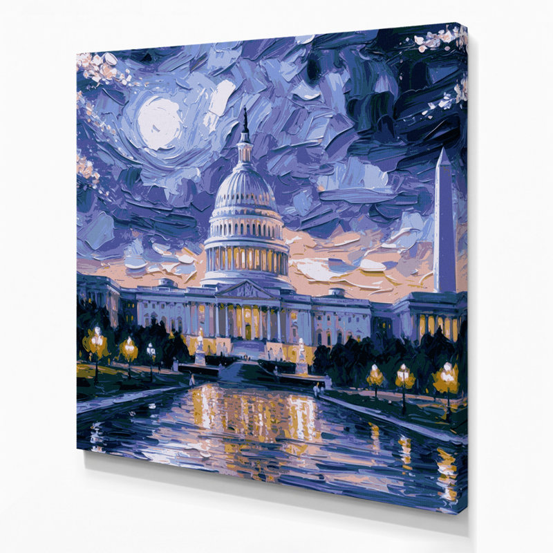 Art mural sur toile avec cités, "Washington", H 12 po x l 12 po