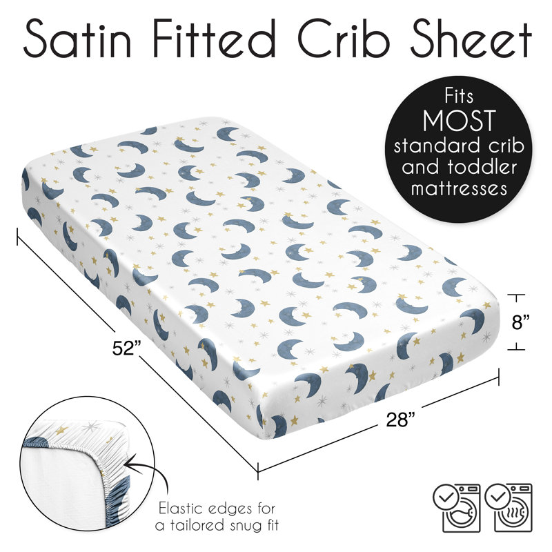 Moon Bear Satin Fitted Crib Sheet