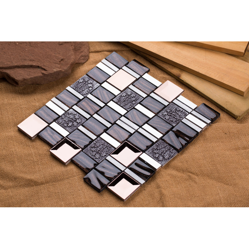 Vitray Random Sized Metal Mosaic Wall & Floor Tile, Brown