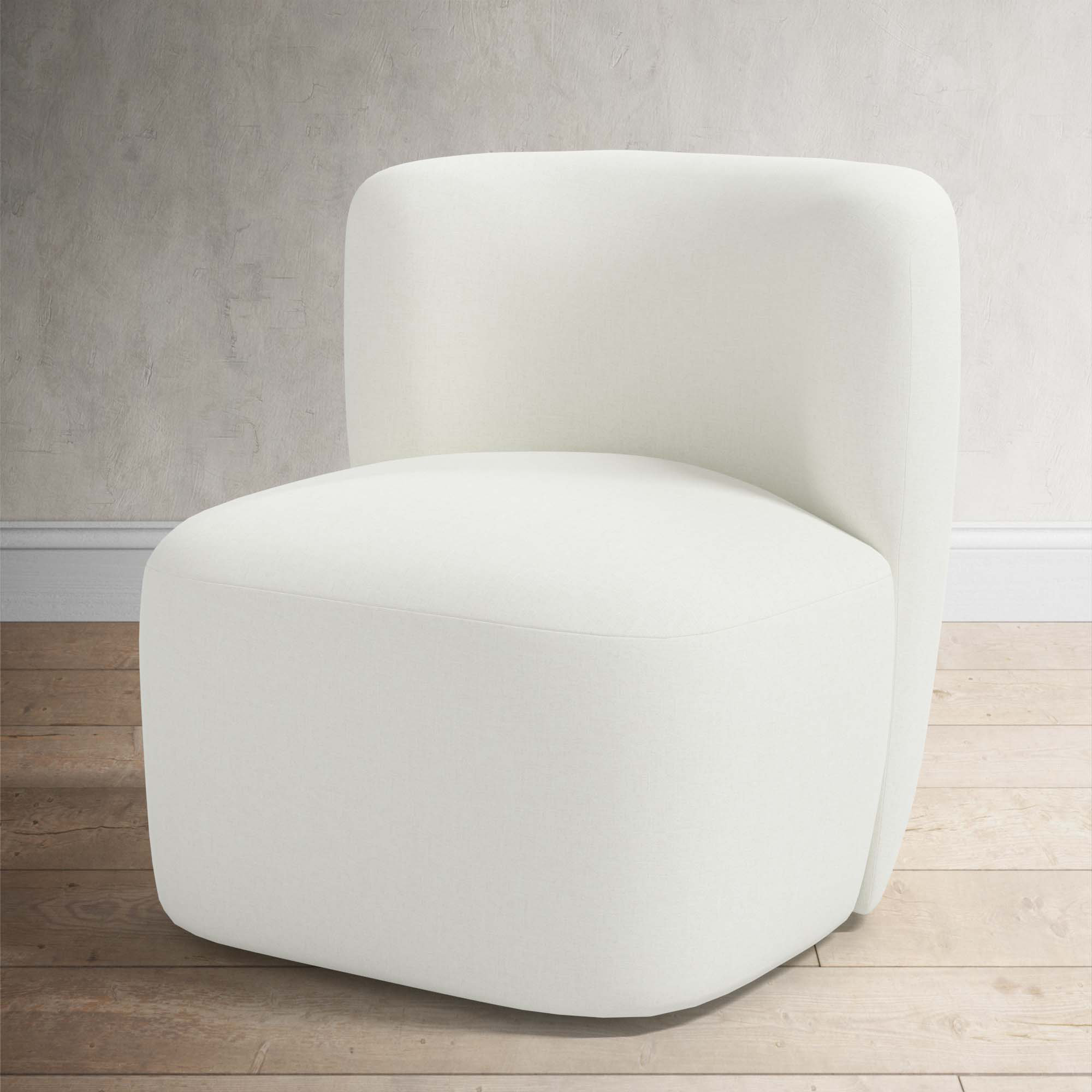 Mariza Upholstered Swivel Accent Chair, Zuma White Textured Linen