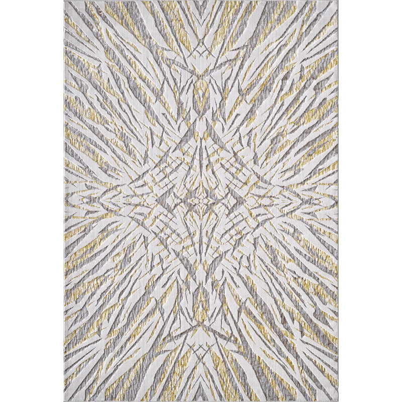 Tapis ivoire / doré Nerys, Rectangle 7 pi 10 po x 10 pi 10 po