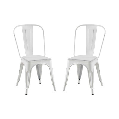Ensemble de 2 chaises de salle à manger industrielles en métal mat sablé avec une hauteur de siège de 18 pouces, empilable et durable pour une utilisation intérieure et extérieure
