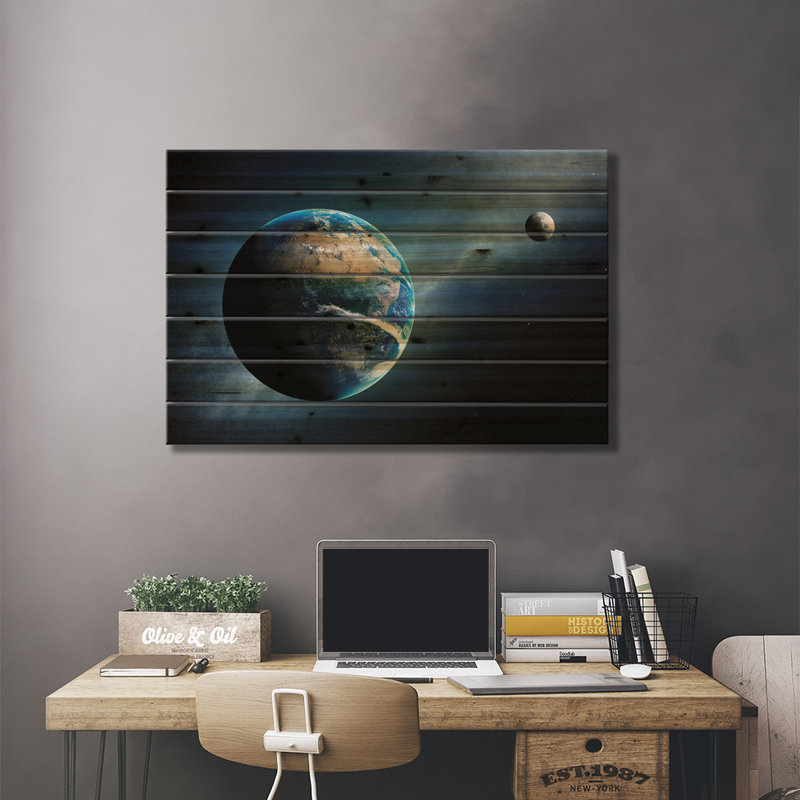 «Rosealynn Earth and Moon Space View by», reproduction, H 18 po x l 26 po x P 1,5 po