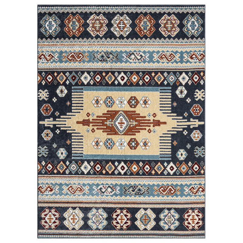 Tapis bleu marine Afsana Denali, Rectangle 1 pi 10 po x 3 pi