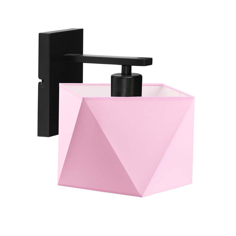Awi Steel Armed Sconce, Black, Light Pink