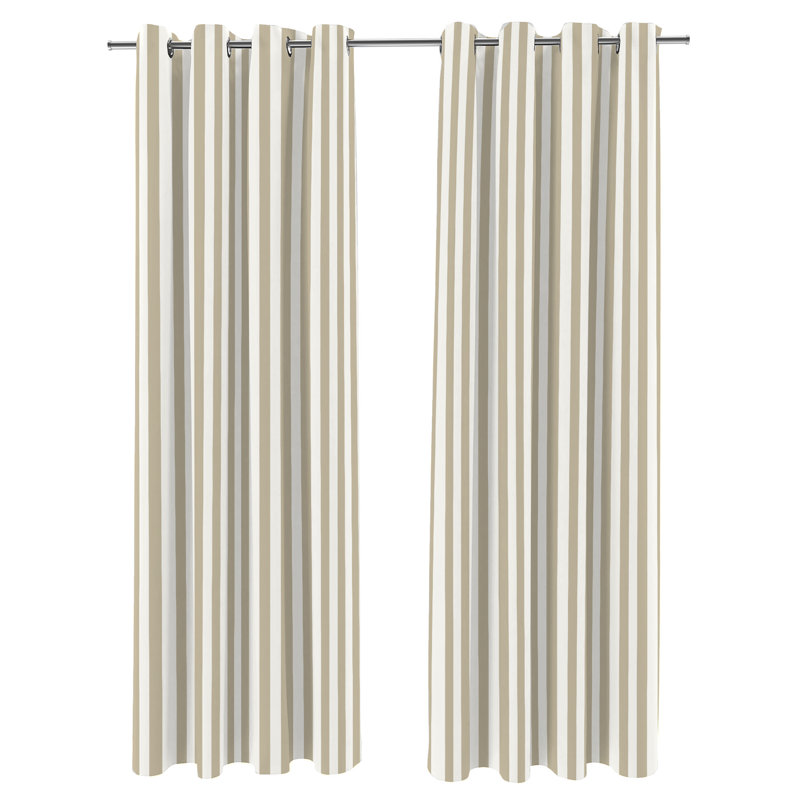 Stripe 54" x 96" Grommet Semi-Sheer Outdoor Curtain Panel, Striped Natural, 54" W x 96" H