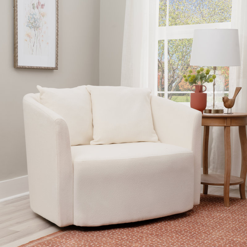 Rory White Sherpa Swivel Accent Chair