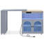 Kitchen island on Wheels with LED Lights,Power Outlets and 2 Fluted Glass Doors-450208201