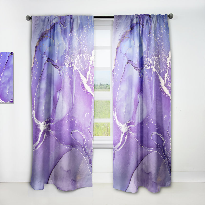Fuchia liquide mauve et bleu Art X - rideau en velours moderne - obscurcissant - 1 panneau