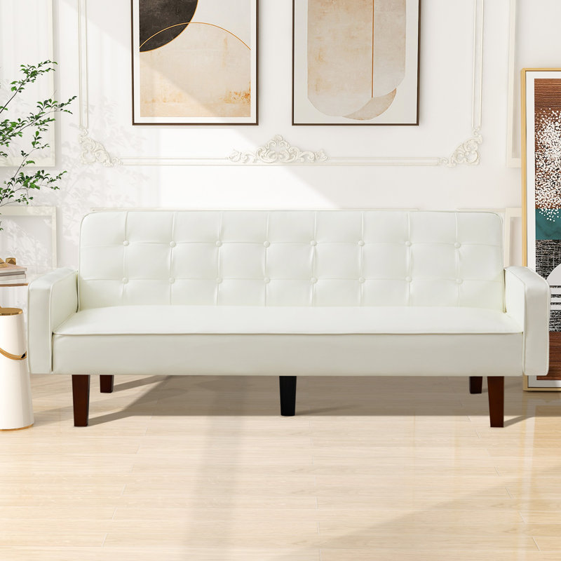 Lelianna 74.4'' Full/Double Wide Tufted Back Convertible Sofa with Convertible Sofa Bed, White