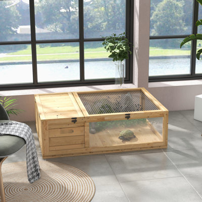 Wooden Tortoise House : Indoor Outdoor Reptile Cage For Lizards, Geckos. Secure & Stable, With Expandable Area Yellow By - Turtle Habitat Safe Stable