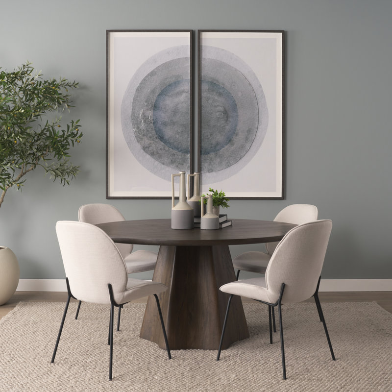 Jovani 48" Solid Light Brown Mango Wood Round Dining Table, 30"H x 60"L x 60"W, Dark Brown