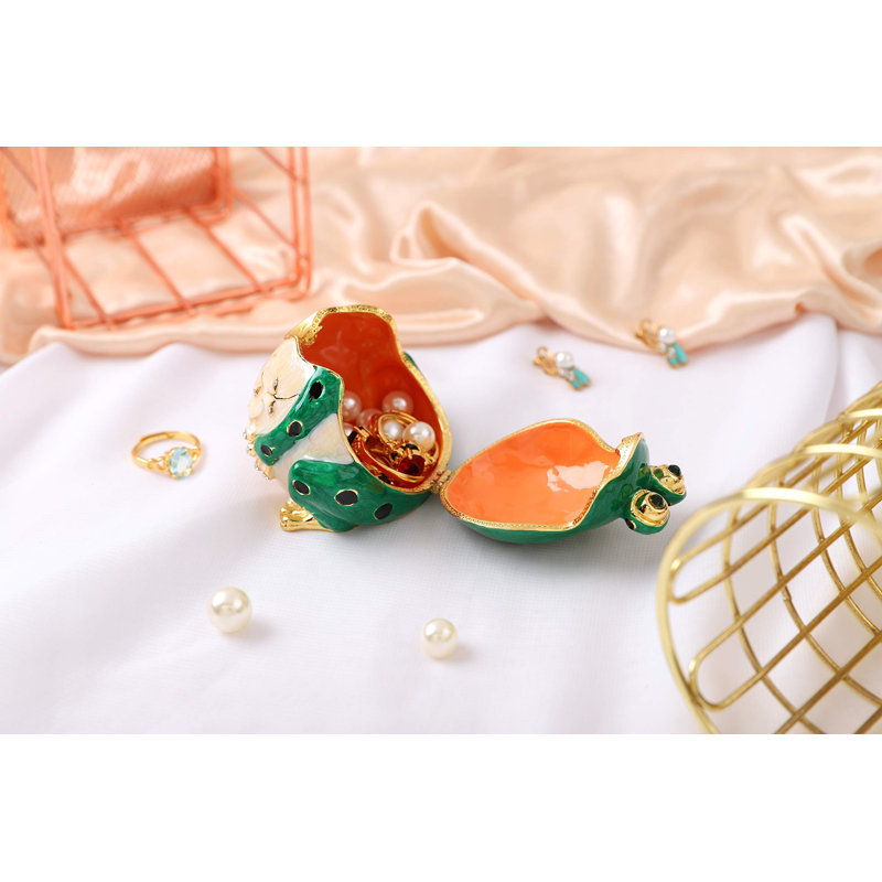 Hand Painted Enameled Frog Style Decorative Hinged Jewellery Trinket Box Unique Gift