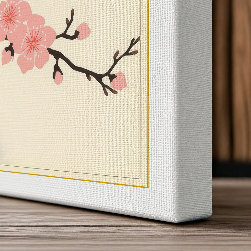 Cherry Blossom Branch Japandi - Wrapped Canvas, 36x24 - 91.4 x 61.0 cm, White Border