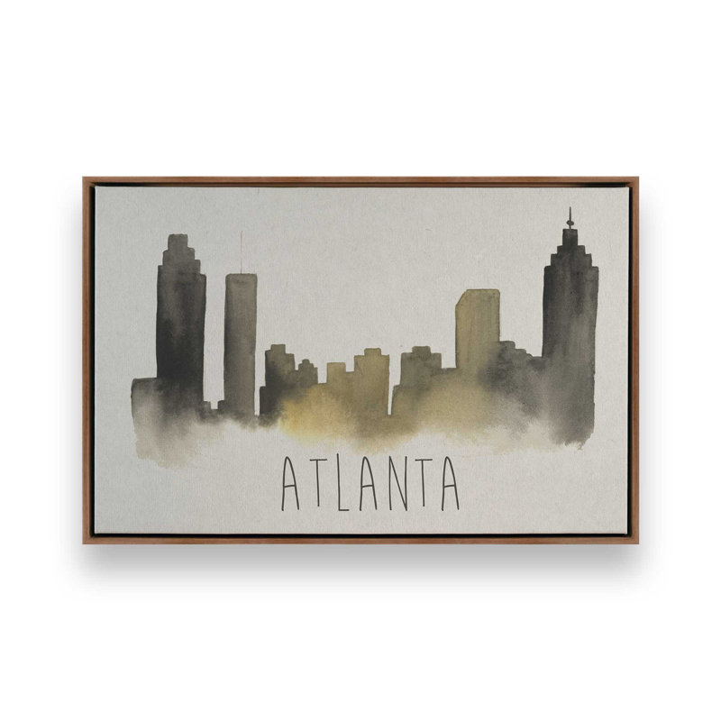 Silhouette d'Atlanta, H 20,75 po x l 30,75 po, Noyer, Cadre flottant