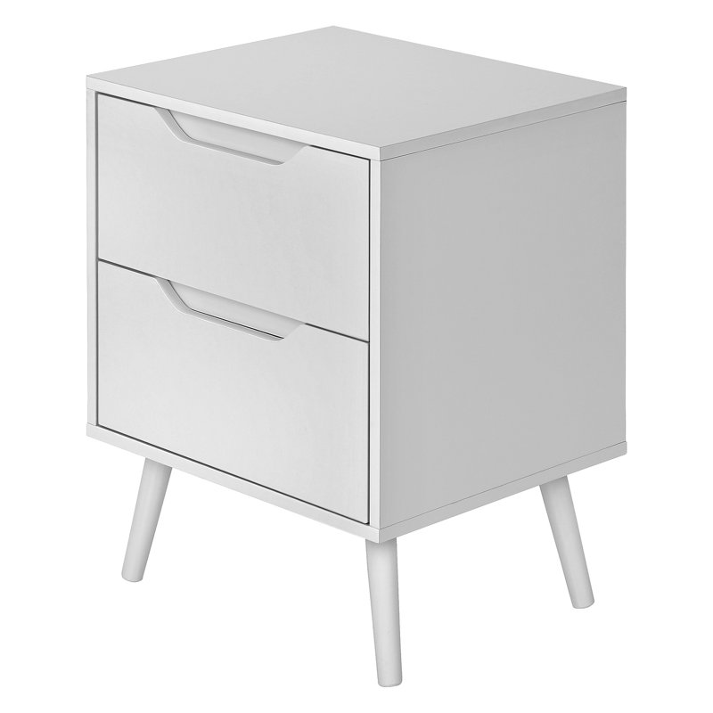 Table de bout moderne à 2 tiroirs, Blanc