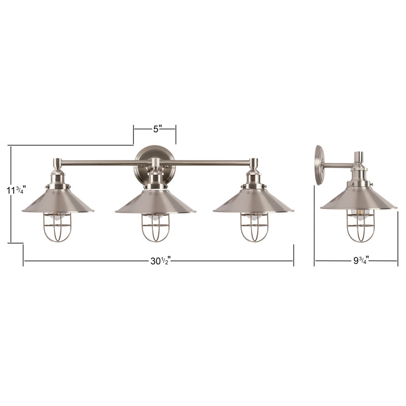 Sikes 3 - Light Dimmable Vanity Light, Brushed Nickel