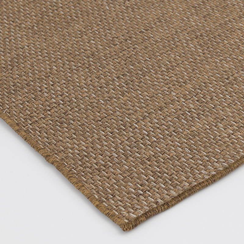 Ebern Designs Massad Kinsley Brown Plaid Indoor/Outdoor Polypropylene Area Rug, Rectangle 3'3" x 5'3"