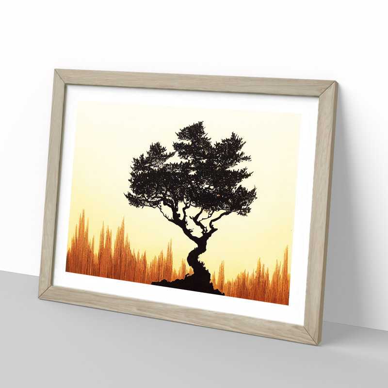Adventurous Tree - Single Picture Frame Painting, Oak Framed, 34cm H x 46cm W x 2cm D
