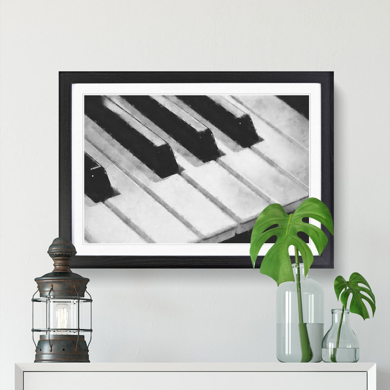 Keyboard Keys - Picture Frame Painting Print, 33cm H x 45cm W x 2cm D, Black Framed