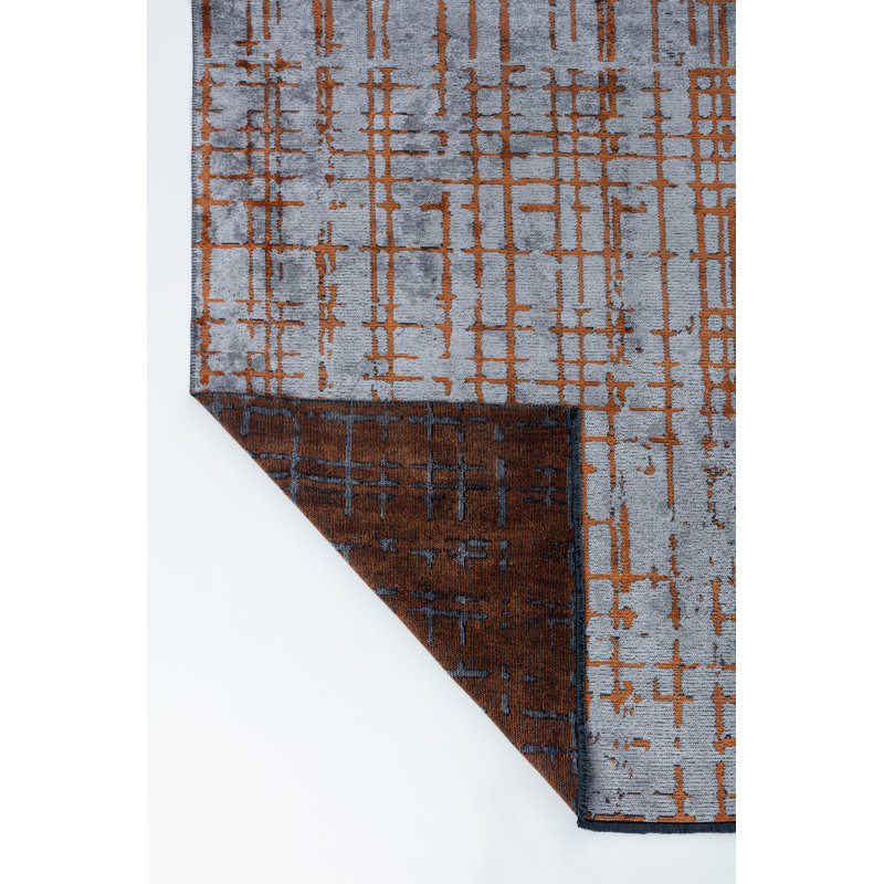 Rapture Orange/Gray Abstract Luxury Area Rug, Rectangle 7'10" x 11'2"