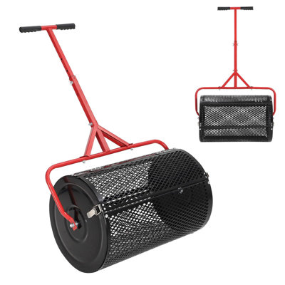 Rouleau de semoir 24 po pour pelouse et jardin - Épandeur réglable pour compost, mousse de tourbe, graine d'herbe, terre végétale, engrais