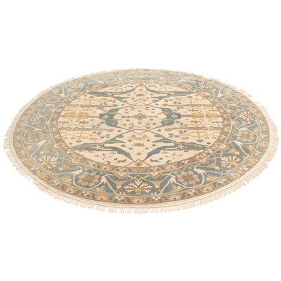 Machele One-of-a-Kind 10'0" X 10'0" New Age Round Wool Area Rug in Ivory