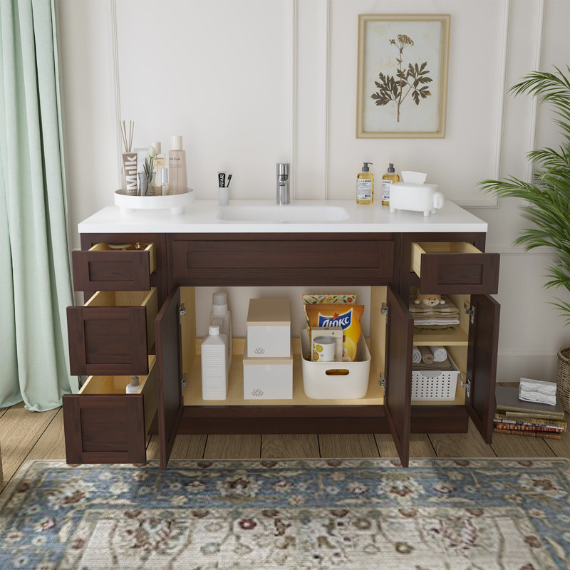 60'' Single Bathroom Vanity Base Only, Brown