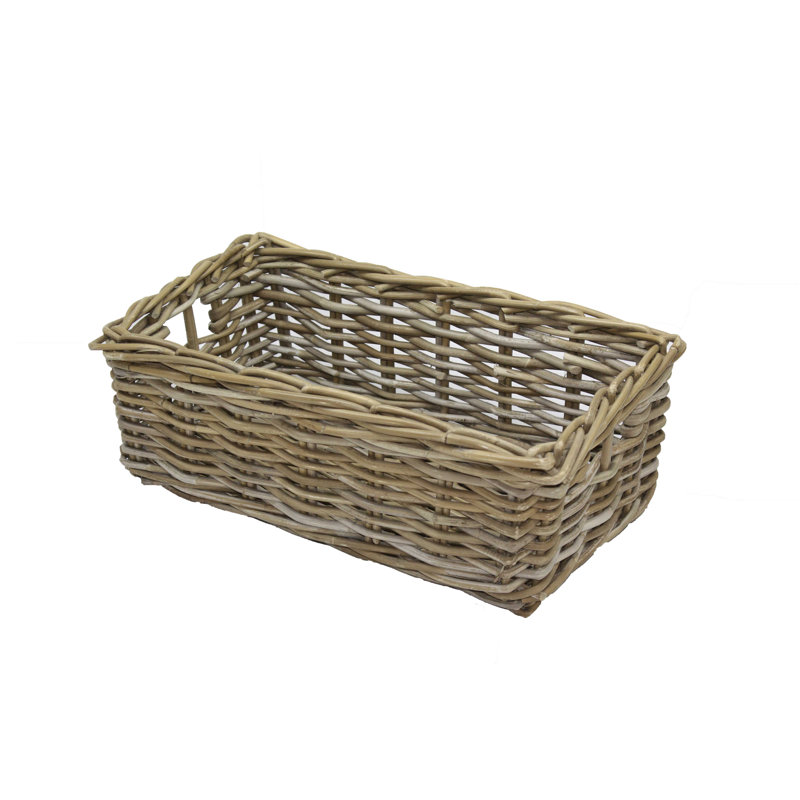 16cm Rattan Rectangular Basket in Grey
