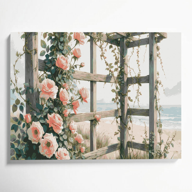 «Coastal Beach Rose», art mural gris sur toile, H 8 po x l 10 po