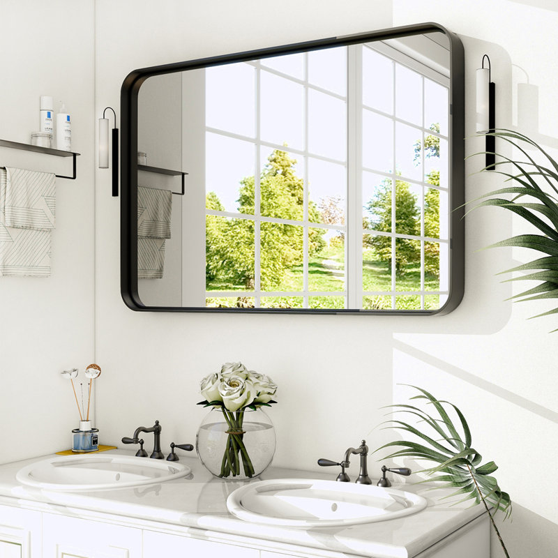 Miroir mural Aubriona, Noir, noir, noir, noir, 50 po x 32 po