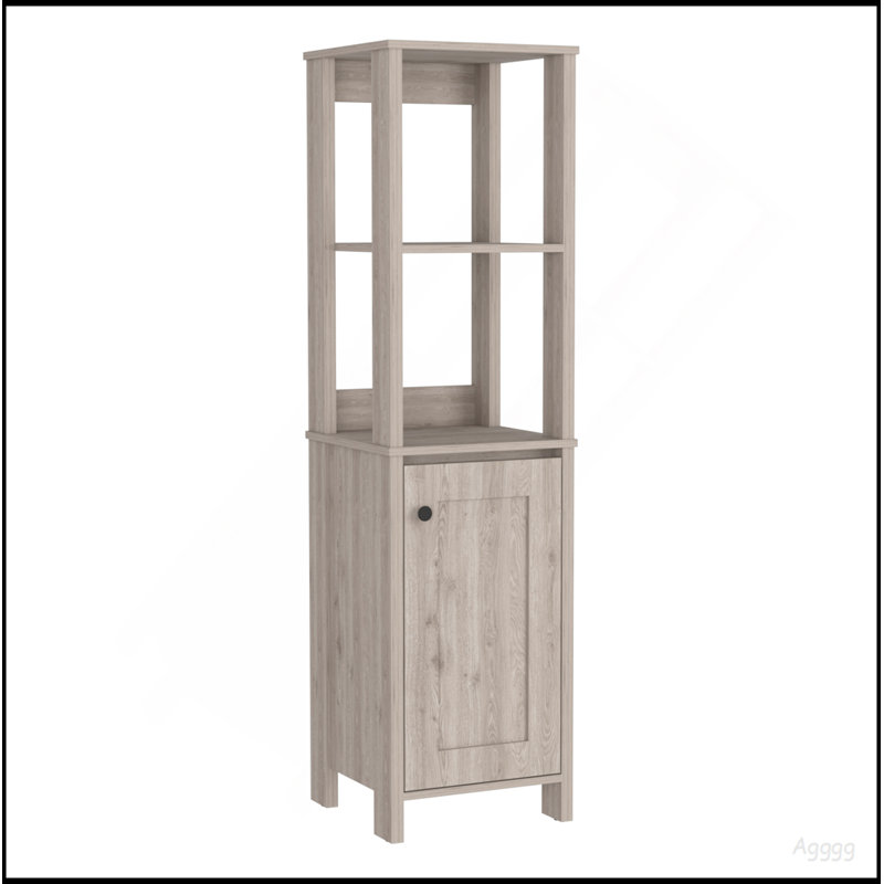 St. Clair Linen Cabinet, Two Interior  Shelves, Two Open Shelves, Single Door, Gray