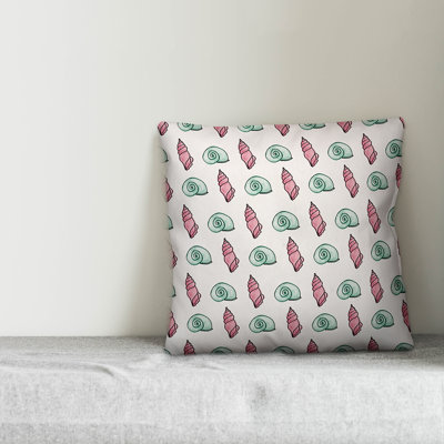  Green and Pink Shells Throw Pillow