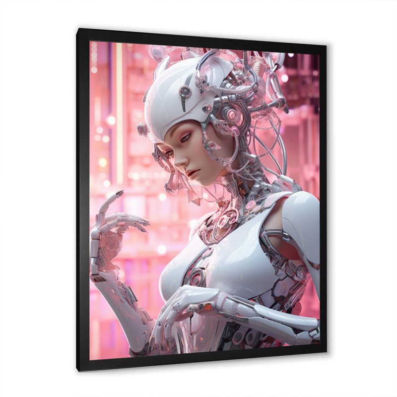 «Femelle robotique adversaire I» sur toile, H 32 po x l 16 po x P 1 po, Cadre simple noir
