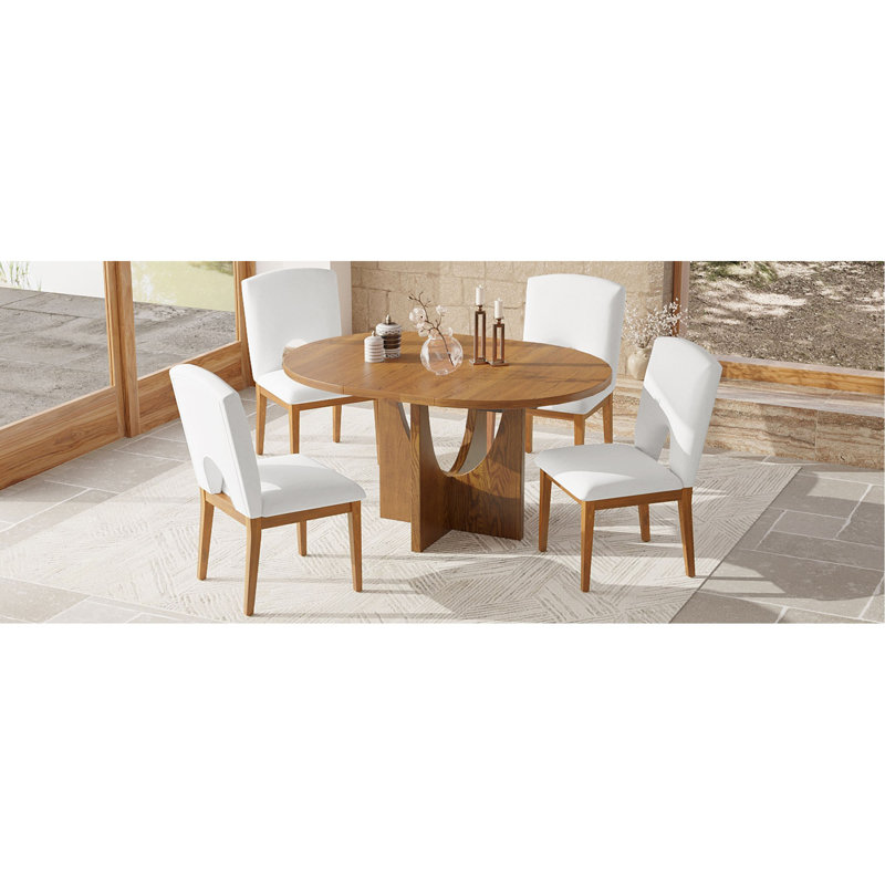 Ensemble de table de salle à manger extensible moderne 5 pièces avec rallonge amovible de 16,2 pouces pour les petits espaces