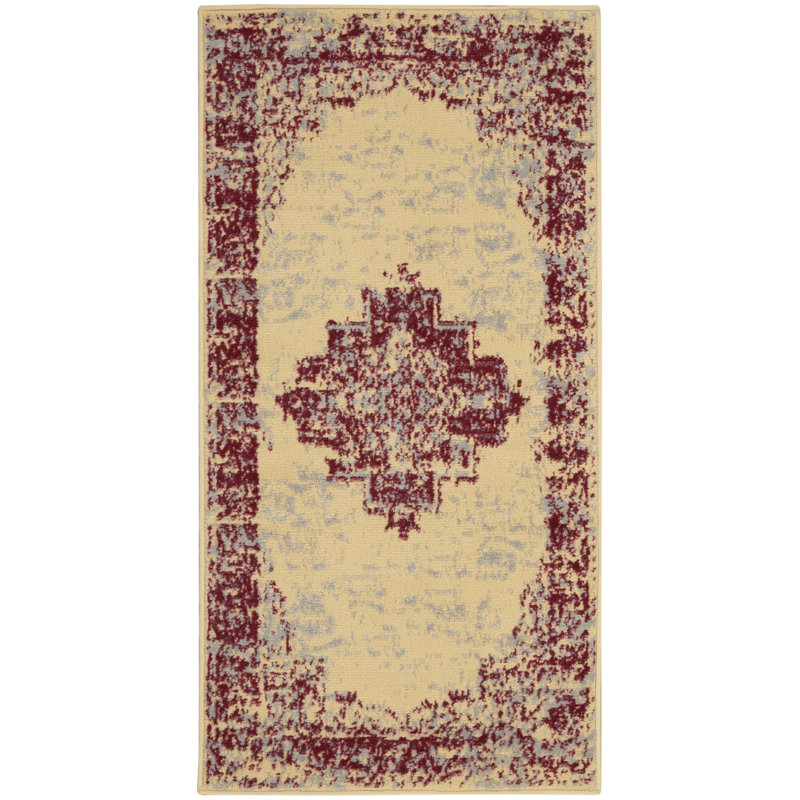 Tapis crème / rouge Burnie, Rectangle 2 pi x 4 pi