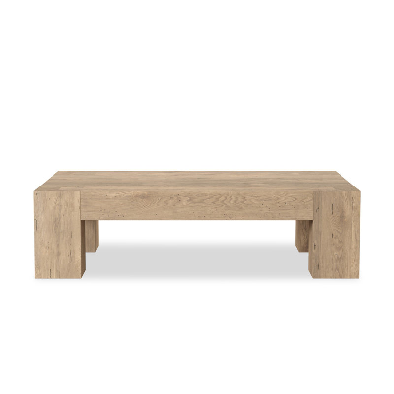 Table basse Hudson, H 15 po x l 55 po x P 35 po, Chêne d'armoise rustique blanchi à la chaux