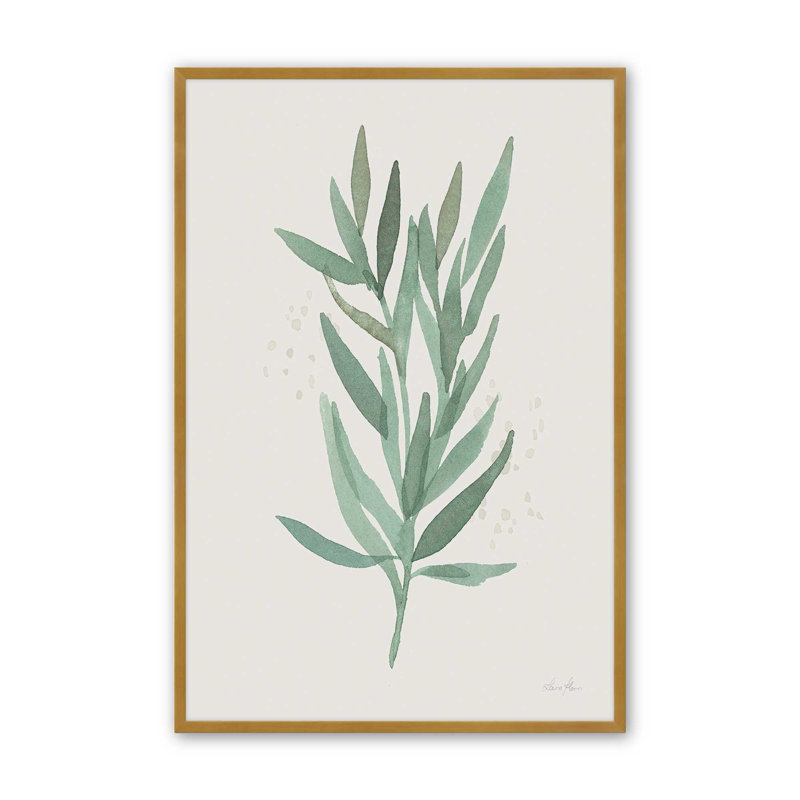 Imprimé «Green Leaf Impressions II», Cadre d'angle ouvert en or poli, H 15,25 po x l 12,25 po